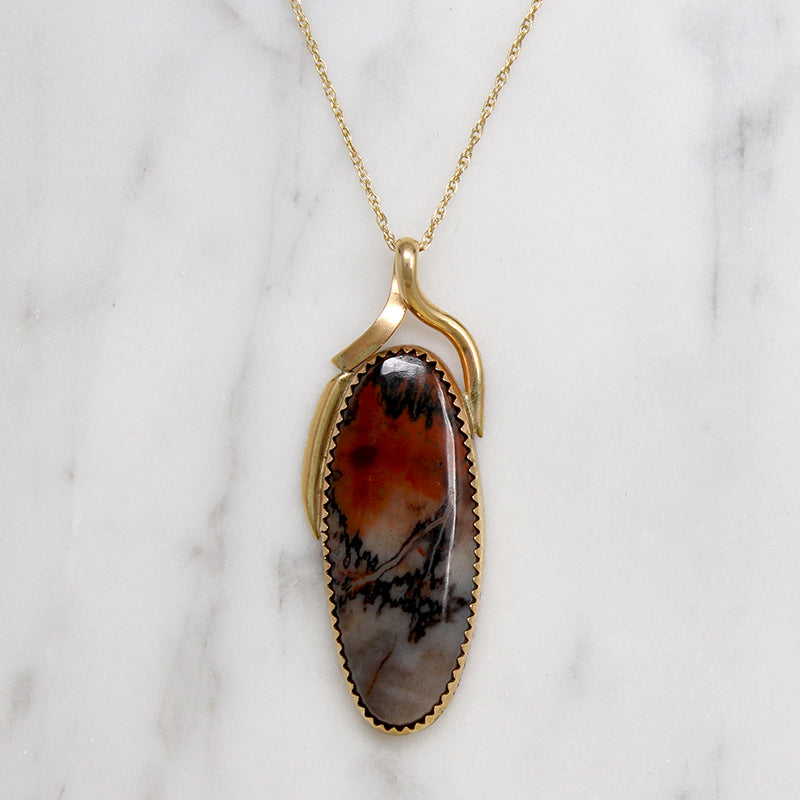 Breathtaking Agate in Gold Pendant by Kay Johnson