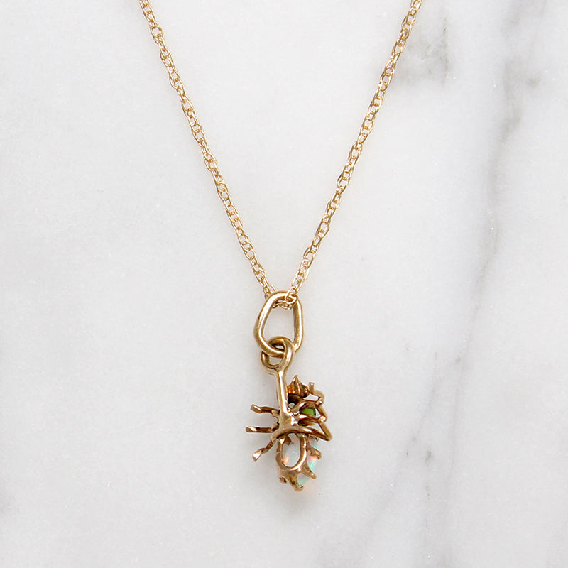Wee Opal & Green Garnet Insect Necklace