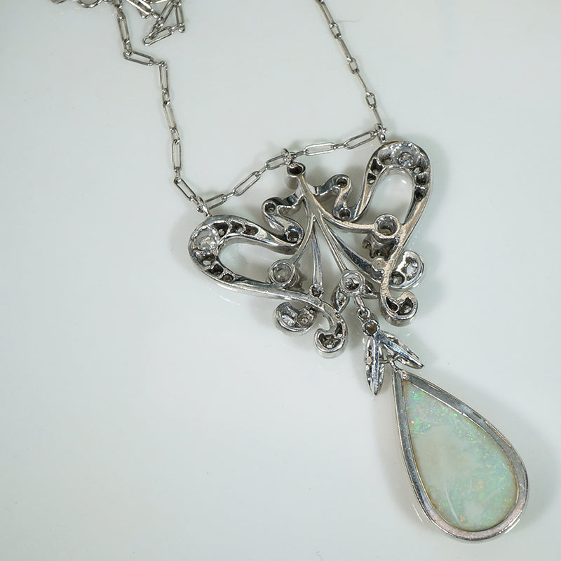 Gorgeous Antique Diamond and Opal Edwardian Necklace