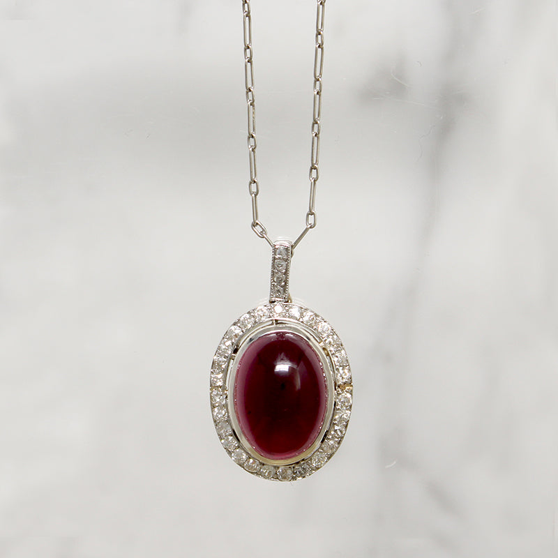 Luscious Garnet & Diamond Edwardian Necklace
