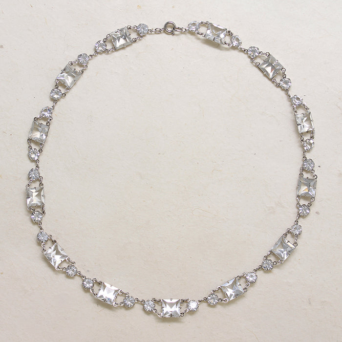 Glamorous Art Deco Crystal & Sterling Silver Choker