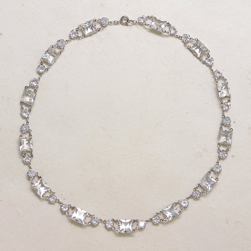 Glamorous Art Deco Crystal & Sterling Silver Choker