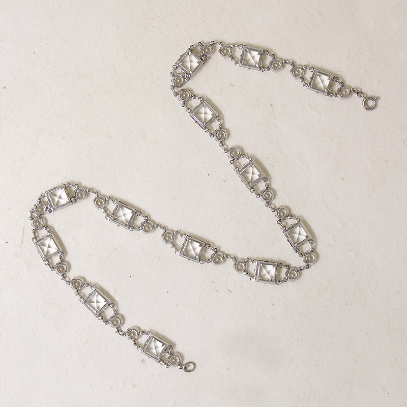 Glamorous Art Deco Crystal & Sterling Silver Choker