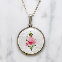 Romantic Mid Century Enamelled Rose Locket