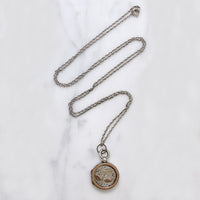 Victorian Engraved Sterling Locket with Gold Details