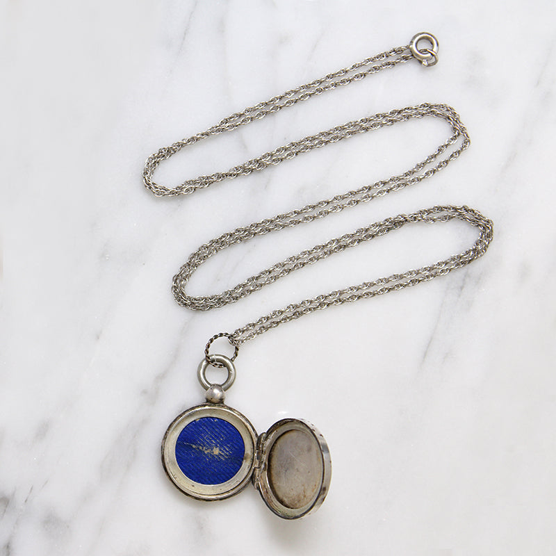Victorian Engraved Sterling Locket with Gold Details