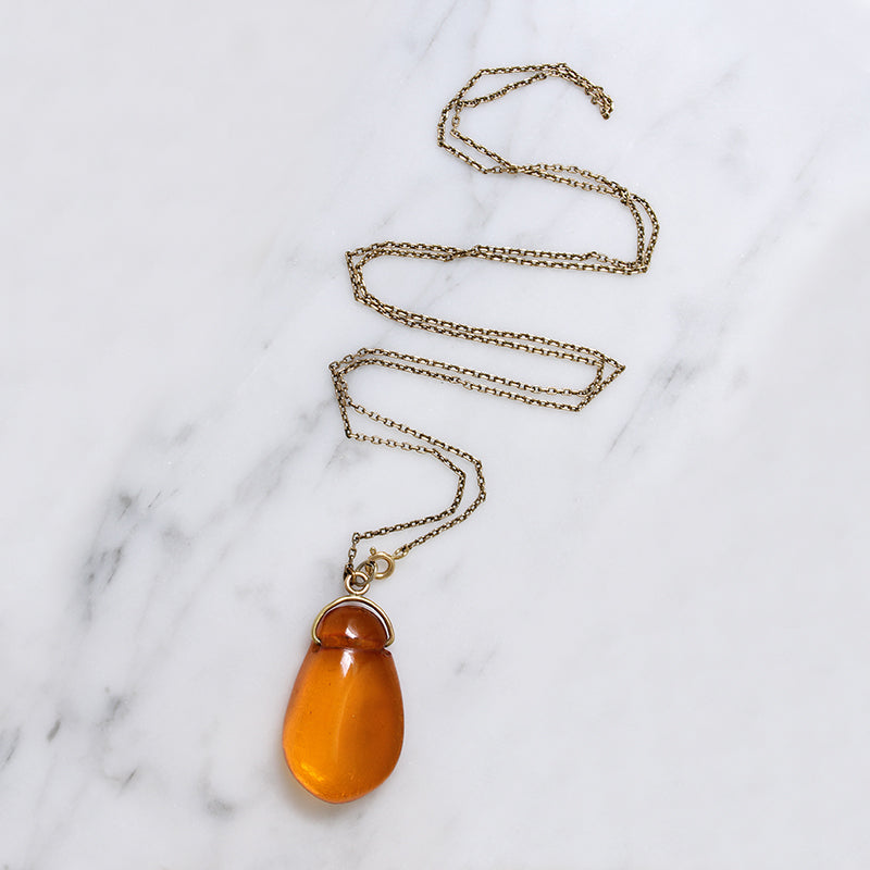 Striking Mid Century Amber & Gold Necklace