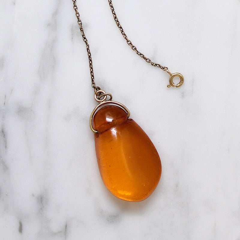 Striking Mid Century Amber & Gold Necklace