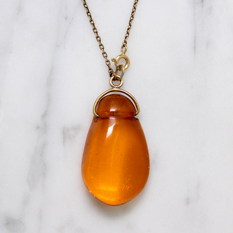 Striking Mid Century Amber & Gold Necklace
