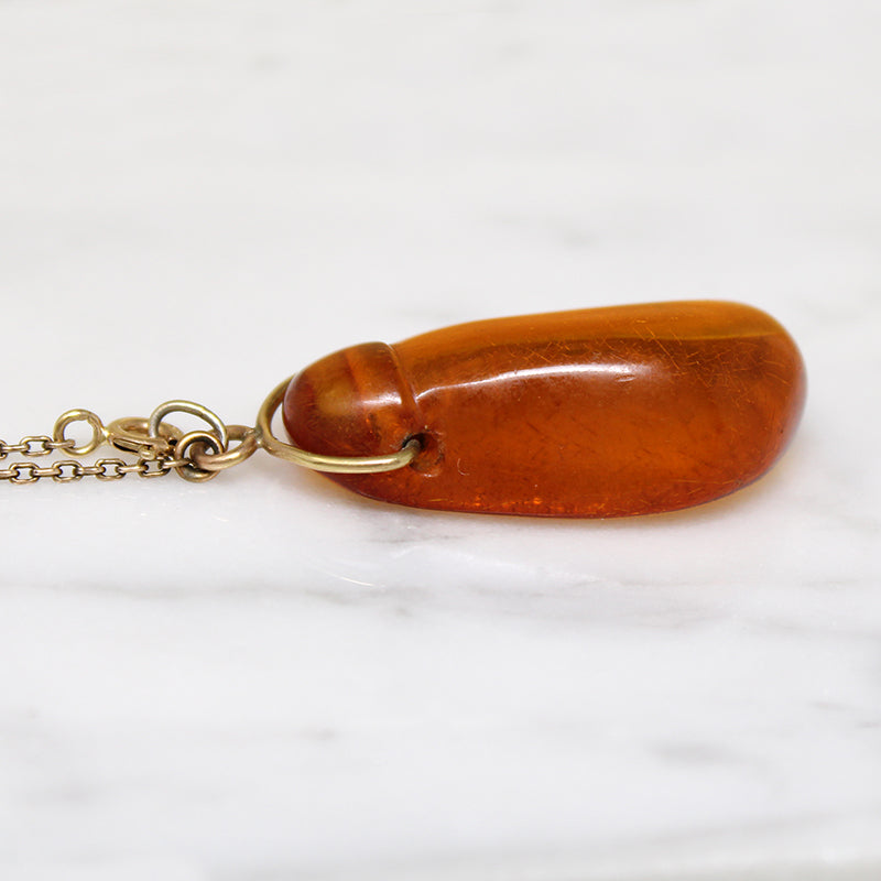 Striking Mid Century Amber & Gold Necklace