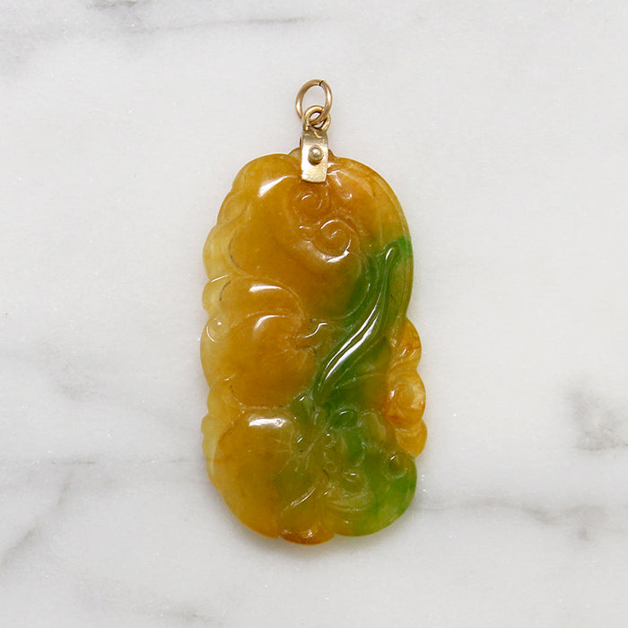 Clever Green & Orange Jade Gourd Pendant