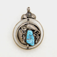 Turquoise & Coral Navajo Spinner Pendant