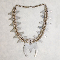 Turquoise Needlepoint Squash Blossom Necklace by W. Begay