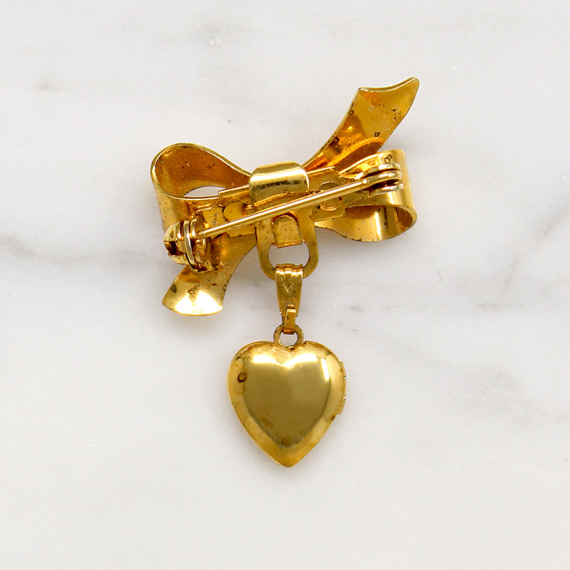Cutie Heart Locket & Bow Brooch 