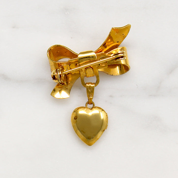 Cutie Heart Locket & Bow Brooch 