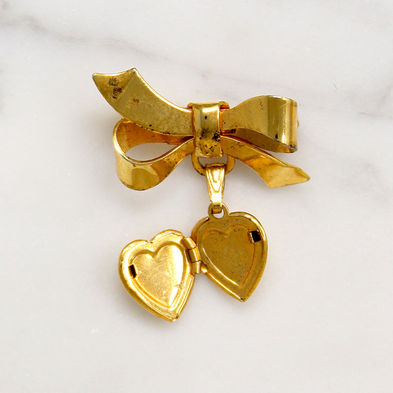 Cutie Heart Locket & Bow Brooch 