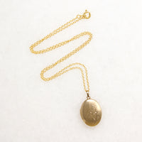 Oval Gold Fill Locket Engraved with Flowers