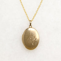 Oval Gold Fill Locket Engraved with Flowers