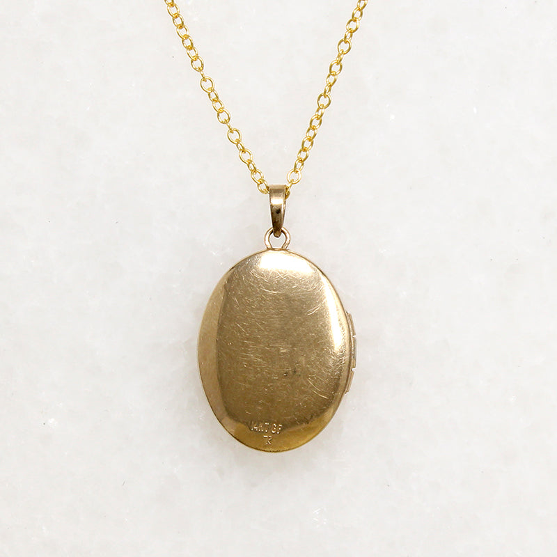 Oval Gold Fill Locket Engraved with Flowers