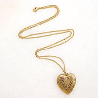 Ornate 1930s Engraved Gold Fill Heart Locket