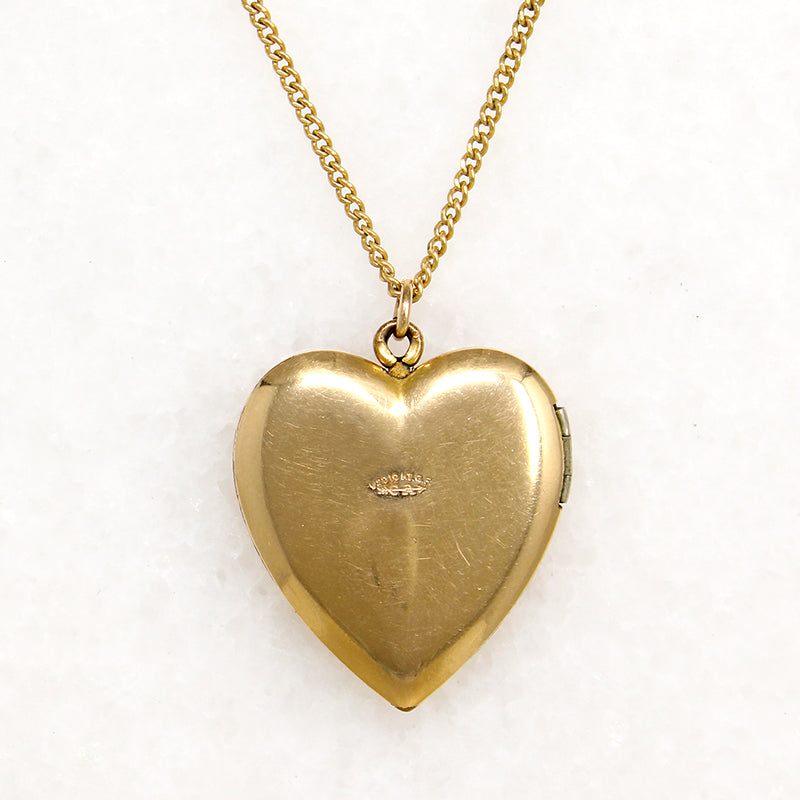 Ornate 1930s Engraved Gold Fill Heart Locket