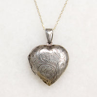 Large Engraved Sterling Silver Heart Locket