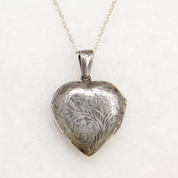 Large Engraved Sterling Silver Heart Locket