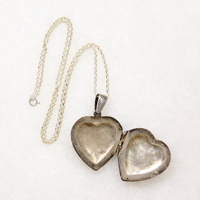 Large Engraved Sterling Silver Heart Locket