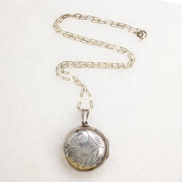 Chubby Round Engraved Sterling Silver Locket