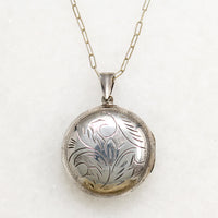 Chubby Round Engraved Sterling Silver Locket