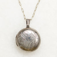Chubby Round Engraved Sterling Silver Locket