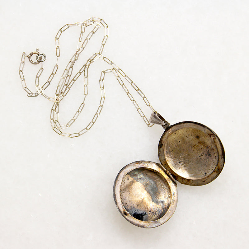 Chubby Round Engraved Sterling Silver Locket