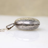 Chubby Round Engraved Sterling Silver Locket