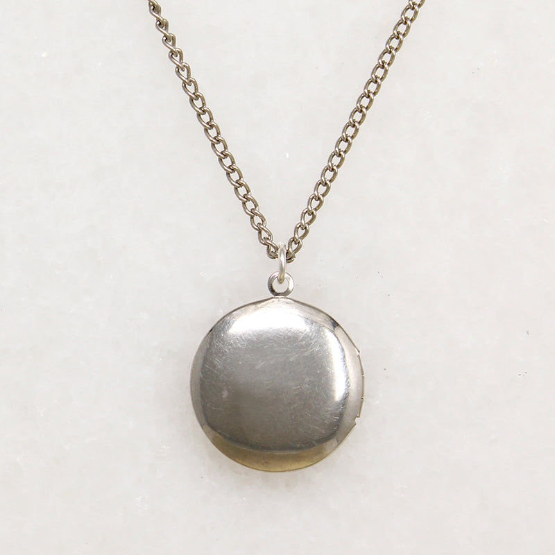Engraved Round Silver-Tone Locket