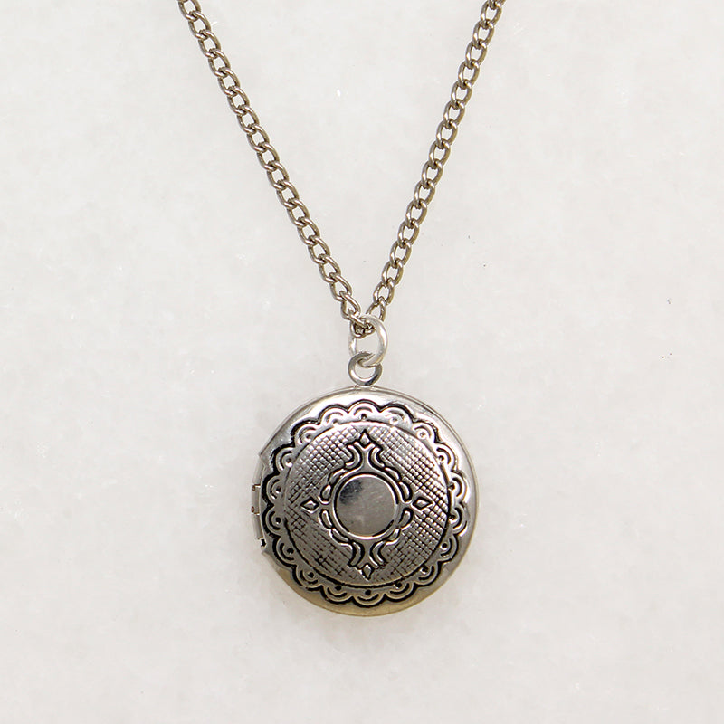 Engraved Round Silver-Tone Locket