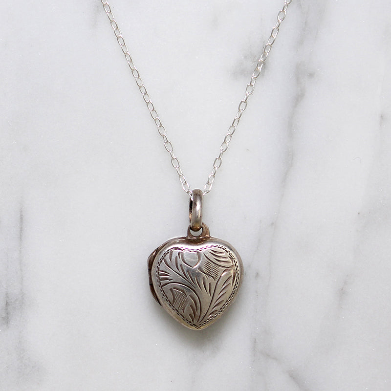 Romantic Engraved Sterling Silver Heart Locket