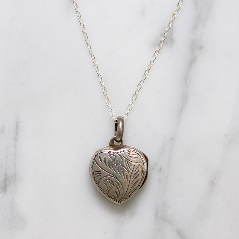 Romantic Engraved Sterling Silver Heart Locket