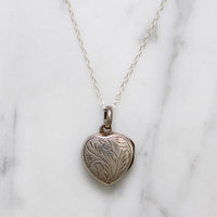 Romantic Engraved Sterling Silver Heart Locket