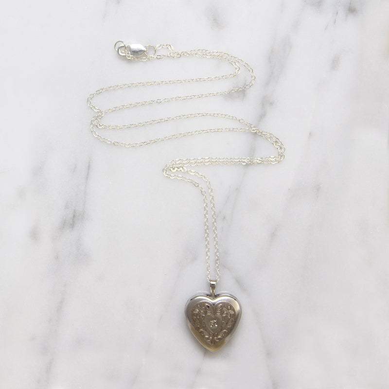 Hearts & Flowers Diamond-Set Sterling Locket