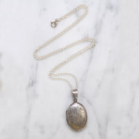 Foliate Motif Sterling Silver Oval Locket