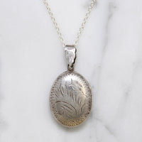 Foliate Motif Sterling Silver Oval Locket