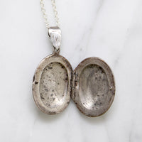 Foliate Motif Sterling Silver Oval Locket