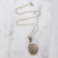 Pretty Engraved Sterling Silver Oval Locket