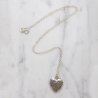 Petite Engraved Silver-Tone Heart Locket