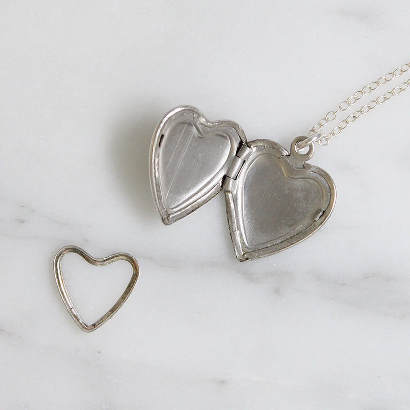 Petite Engraved Silver-Tone Heart Locket