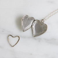Petite Engraved Silver-Tone Heart Locket