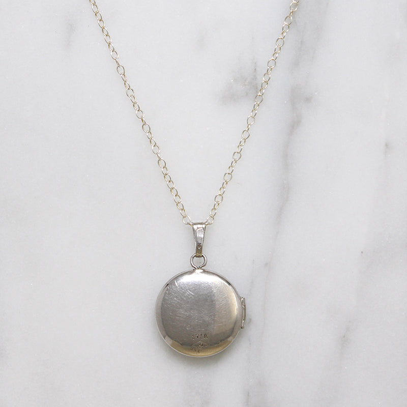 Capital "L" Tiny Round Silver Locket