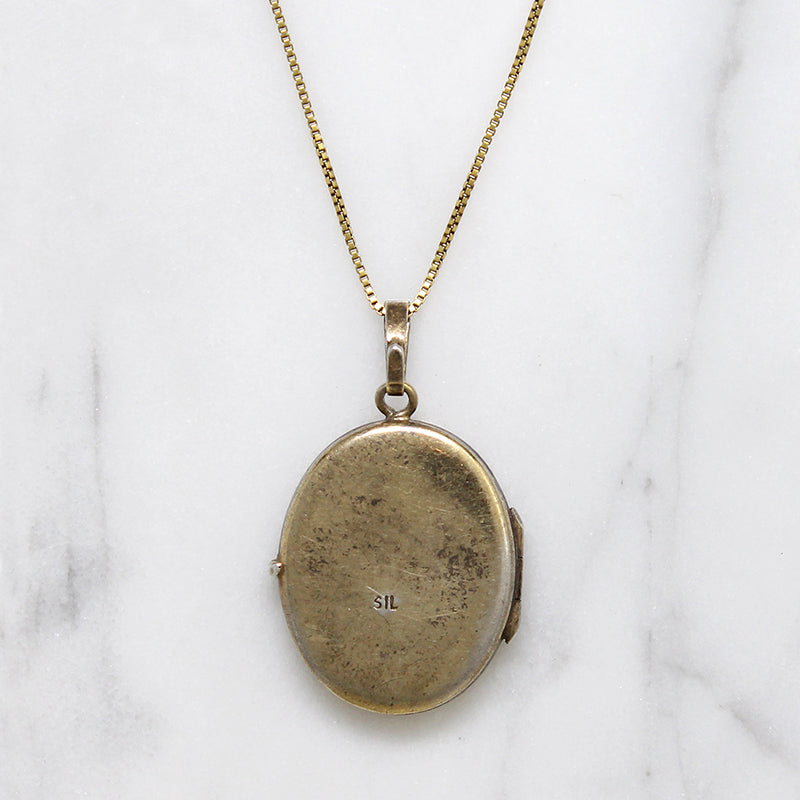 Sweet Engraved Oval Vermeil Locket