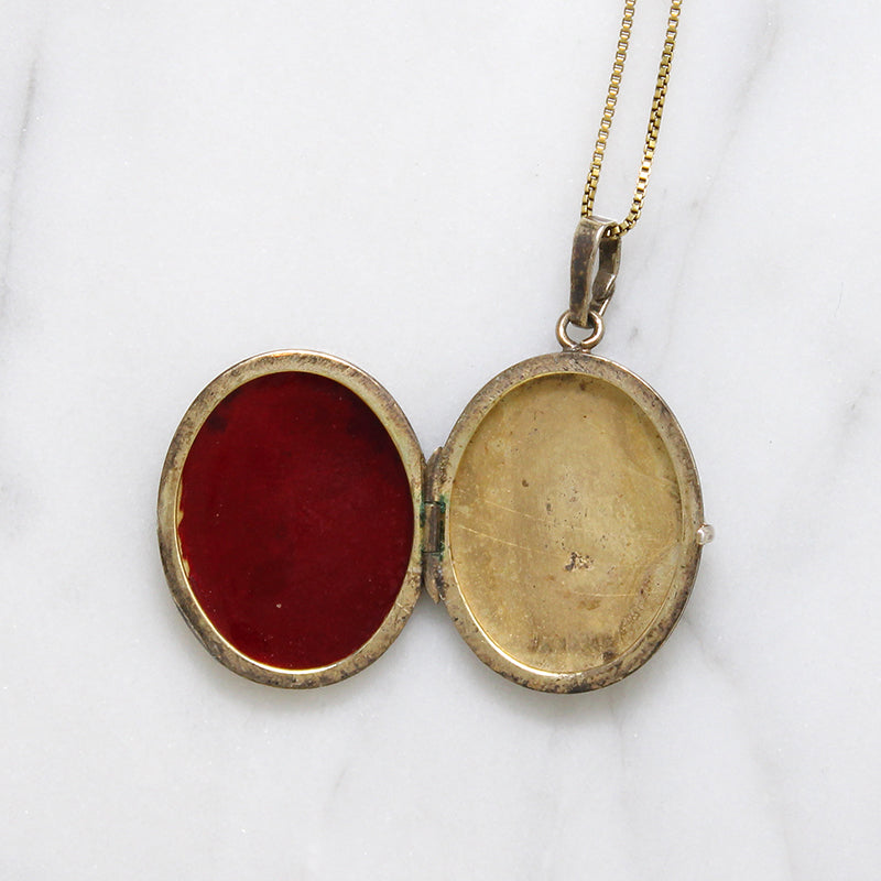 Sweet Engraved Oval Vermeil Locket