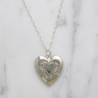 Classic Silver-Tone Engraved Heart Locket